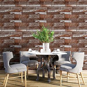 Самоклеюча декоративна 3D панель 700x700x5мм Коричневе дерево (049)