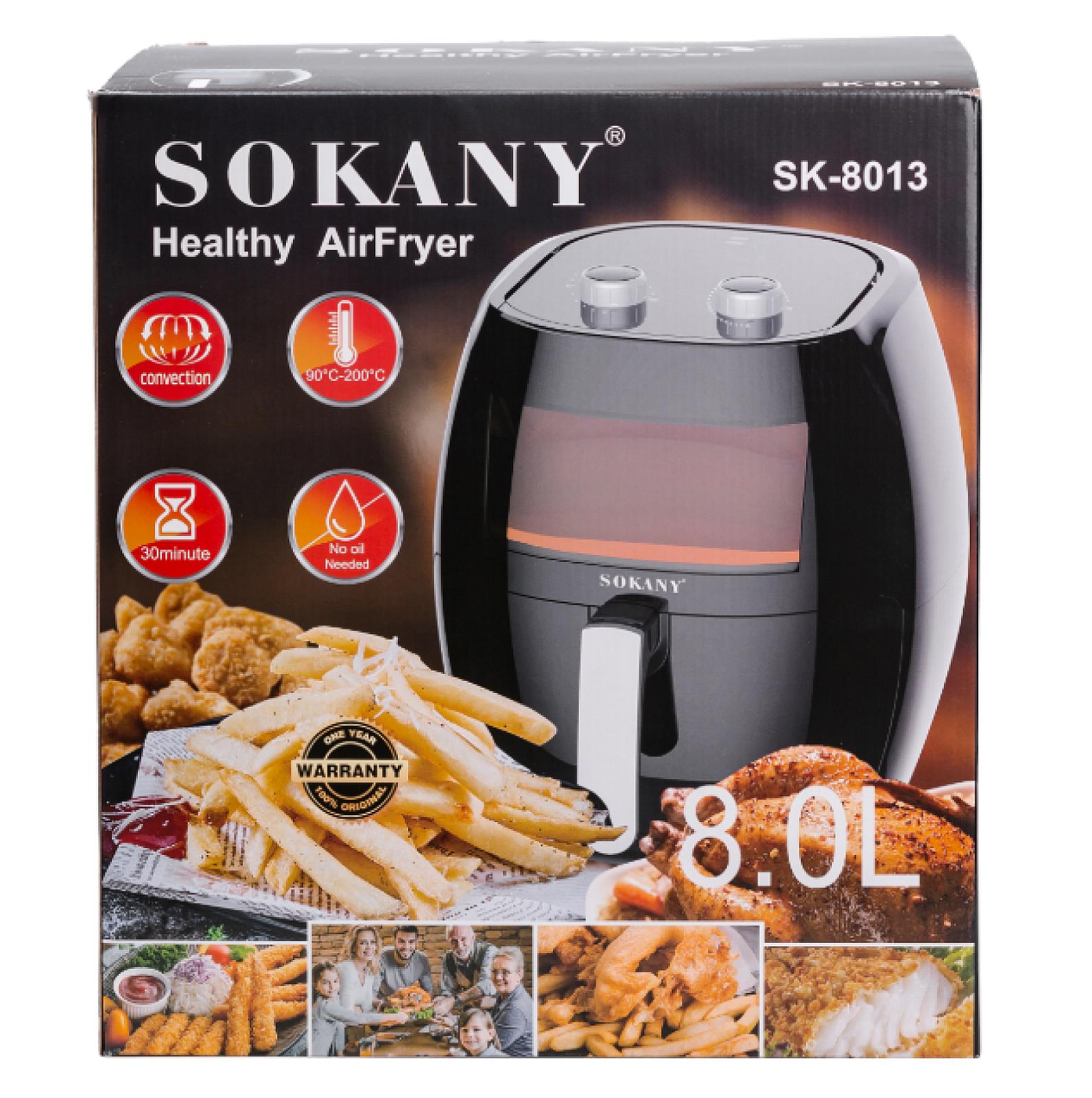 Аерогриль-фритюрниця SOKANY SK-8013 на 8 л з терморегулятором, чорний