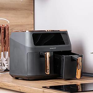 Аерогриль-фритюрниця SOKANY SK-ZG-8030 на 8 літрів 2 контейнери з таймером, сірий