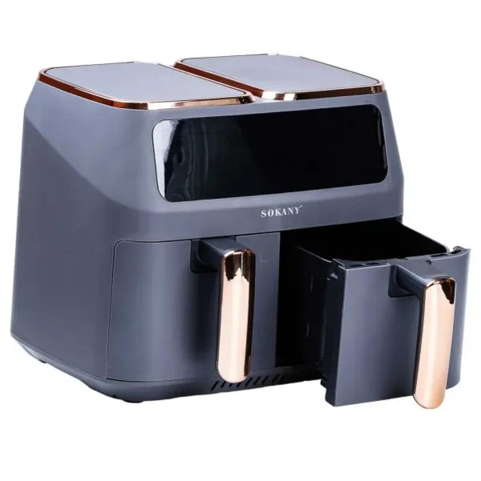 Аерогриль-фритюрниця SOKANY SK-ZG-8030 на 8 літрів 2 контейнери з таймером, сірий