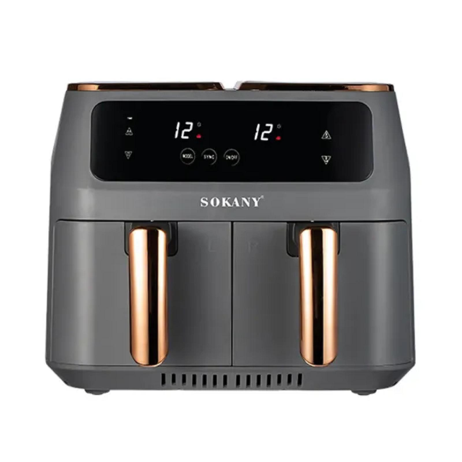 Аерогриль-фритюрниця SOKANY SK-ZG-8030 на 8 літрів 2 контейнери з таймером, сірий