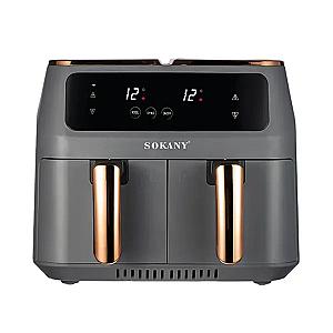 Аерогриль-фритюрниця SOKANY SK-ZG-8030 на 8 літрів 2 контейнери з таймером, сірий