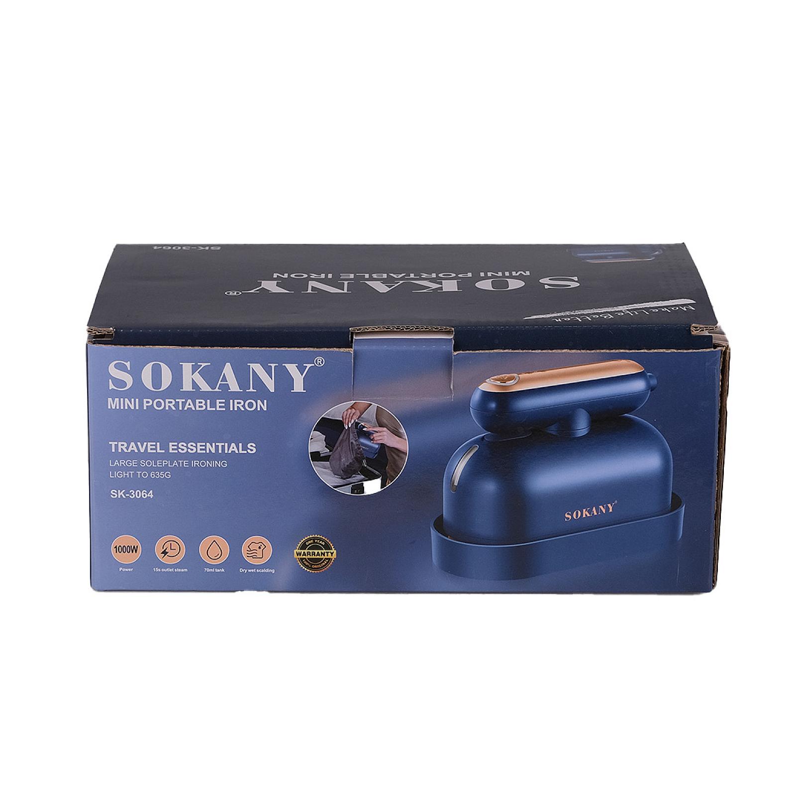 Дорожня праска SOKANY SK-3064 для сухого та вологого прасування, синій