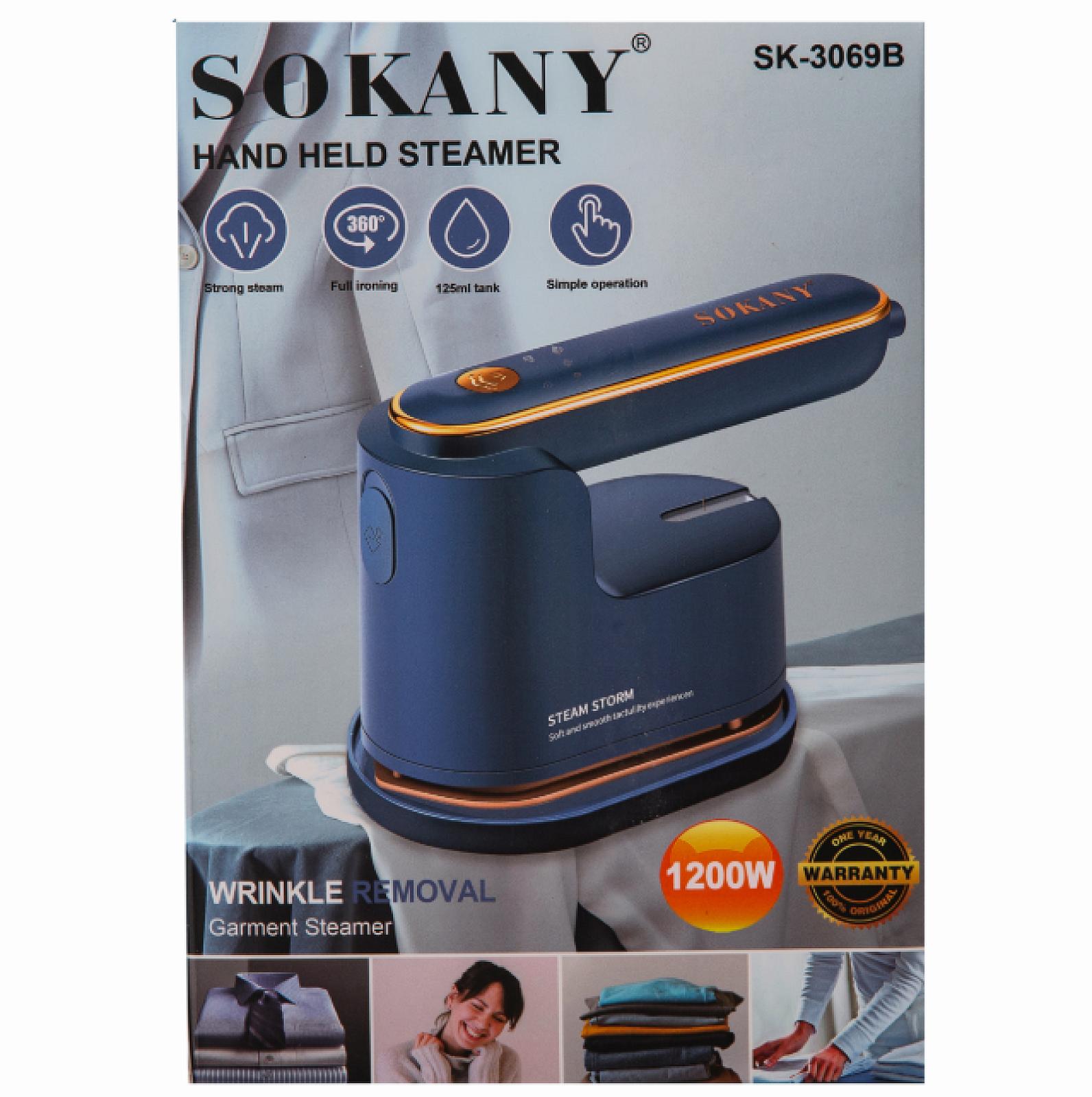 Дорожня праска Sokany SK-3069B з функцією відпарювання для сухого та вологого прасування, синій