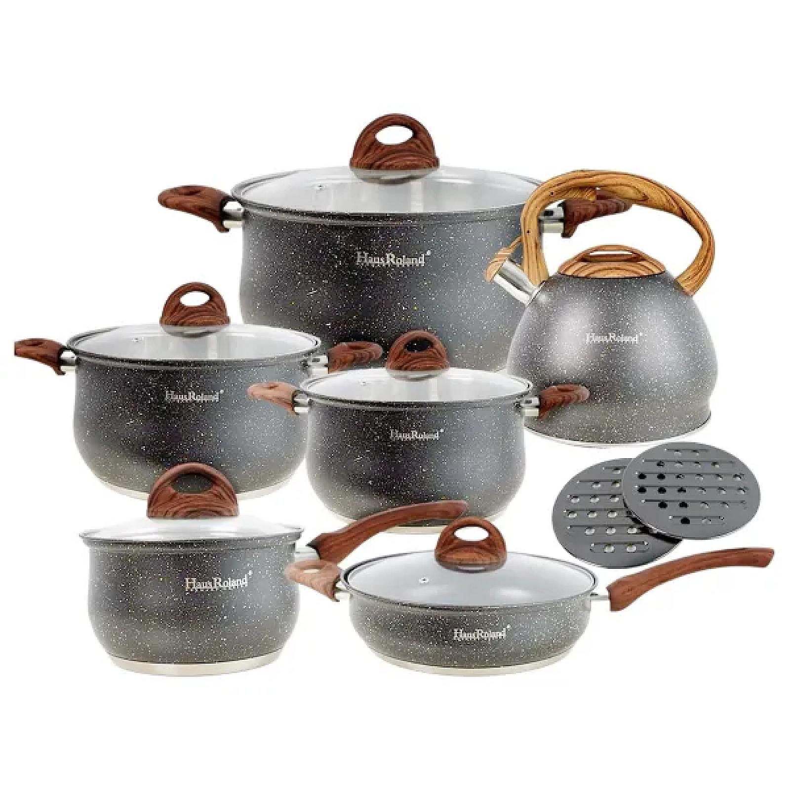 Набір посуду Haus Roland з антипригарним покриттям 10 предметів, сірий