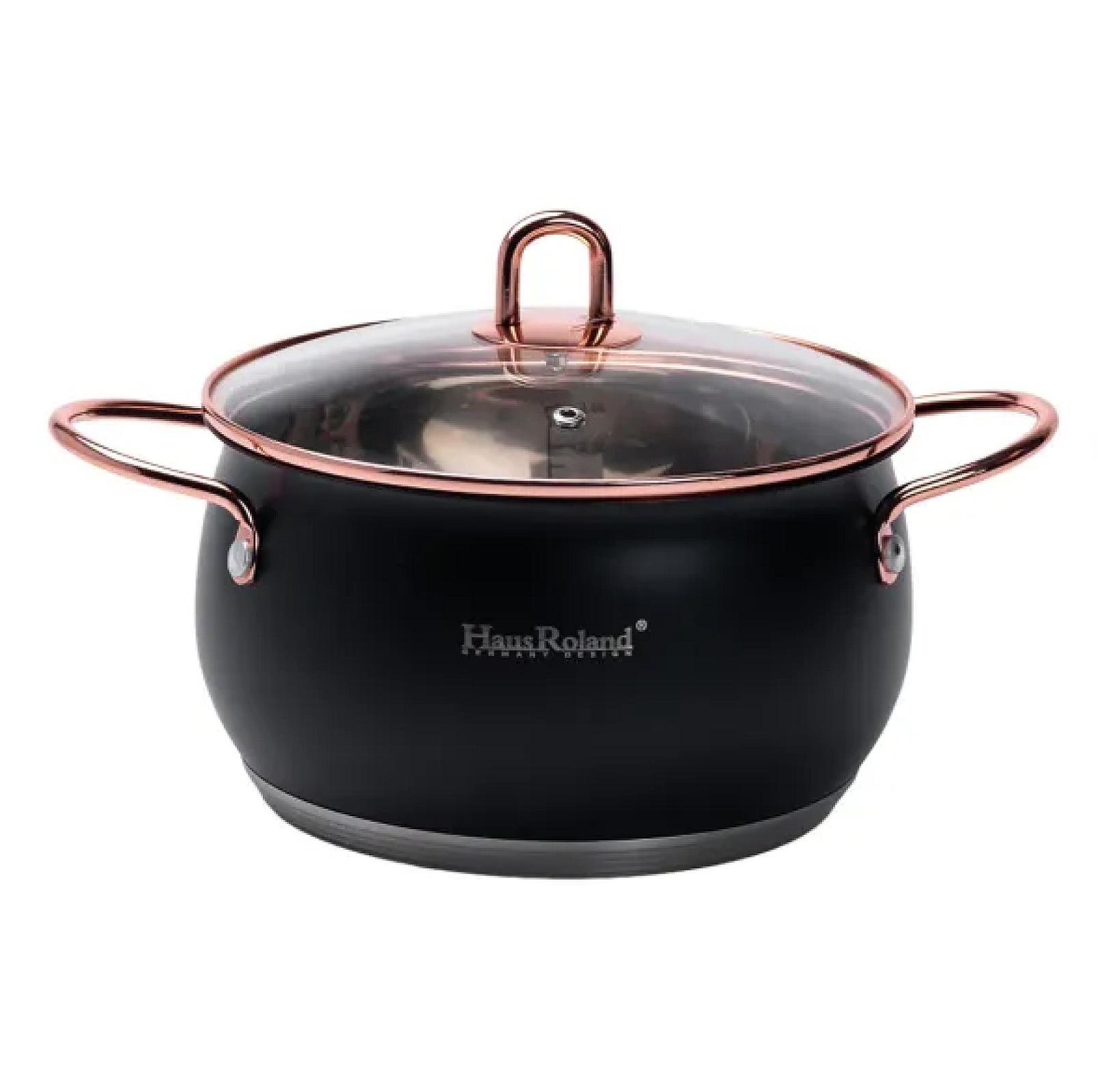 Набір каструль Haus Roland із нержавіючої сталі 6,1/2,6/3,6 л, чорний