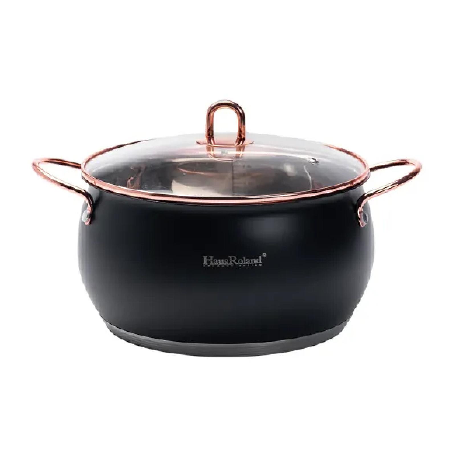 Набір каструль Haus Roland із нержавіючої сталі 6,1/2,6/3,6 л, чорний