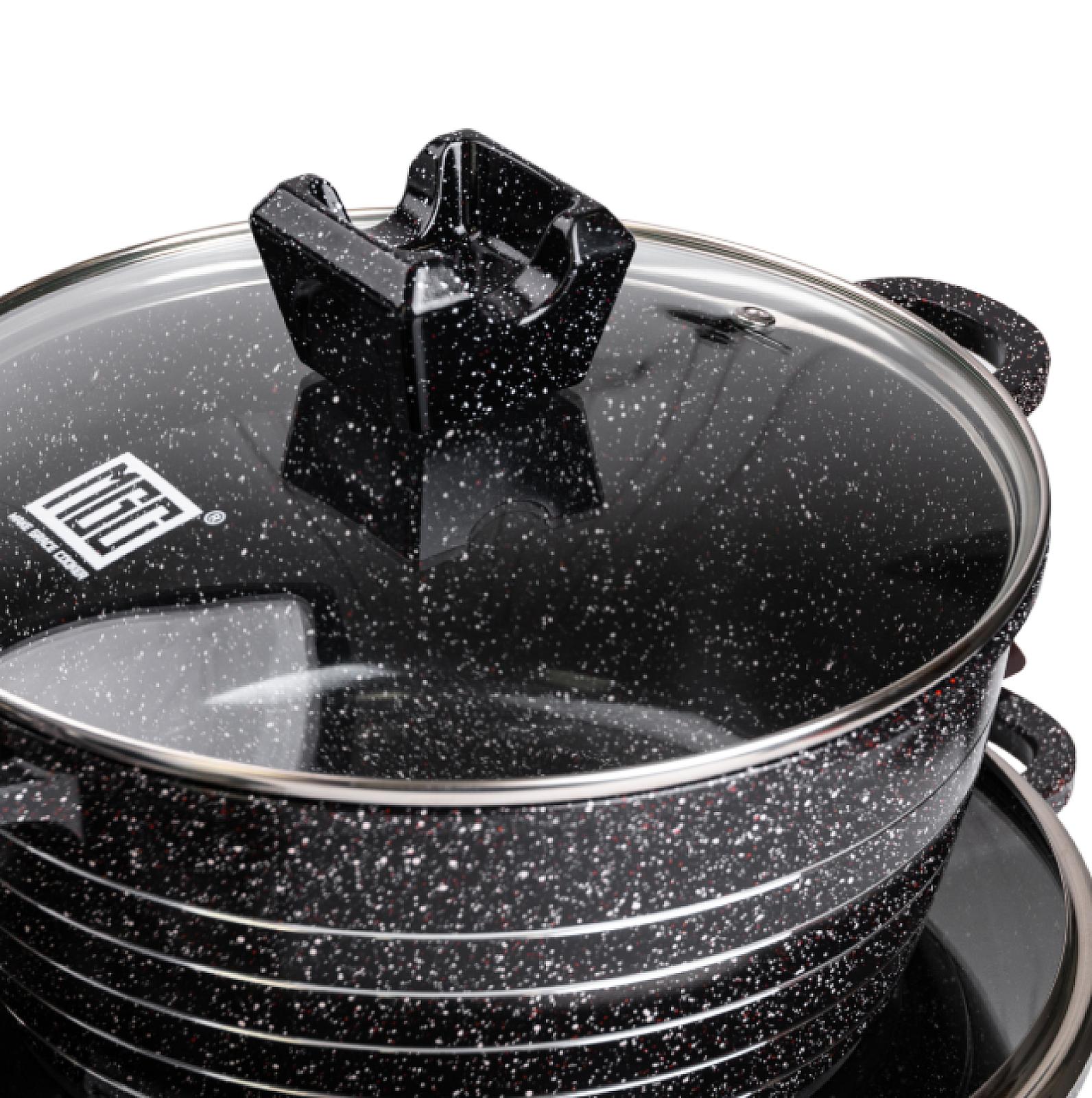 Набір каструль MGC алюмінієвих 2,5/4/5/7/9 л з мармуровим покриттям, чорний