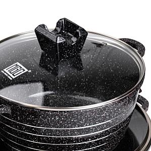 Набір каструль MGC алюмінієвих 2,5/4/5/7/9 л з мармуровим покриттям, чорний