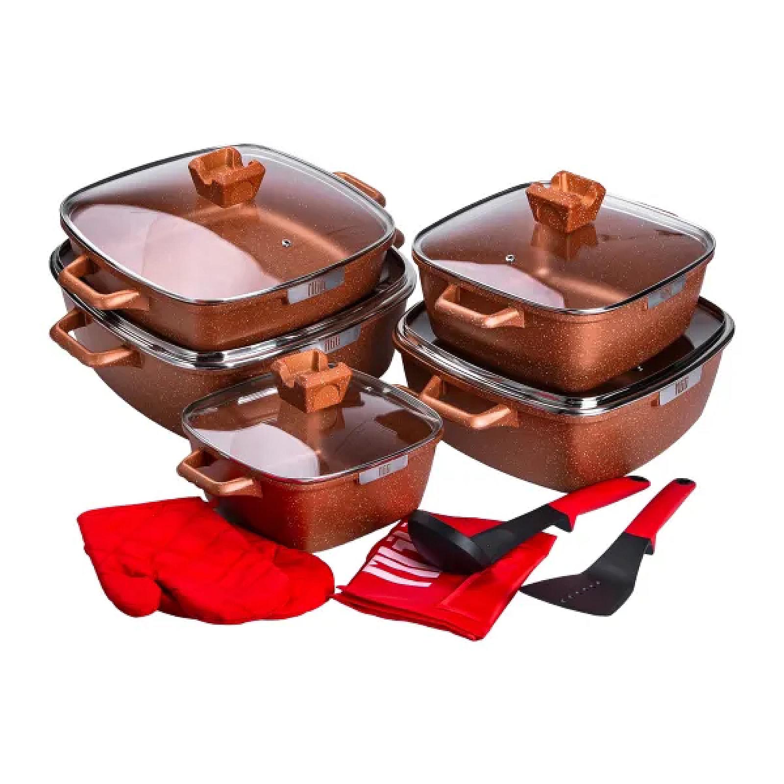 Набір каструль MGC алюмінієвих 2,8/4,5/4,6/7/10 л із гранітним покриттям, бронза