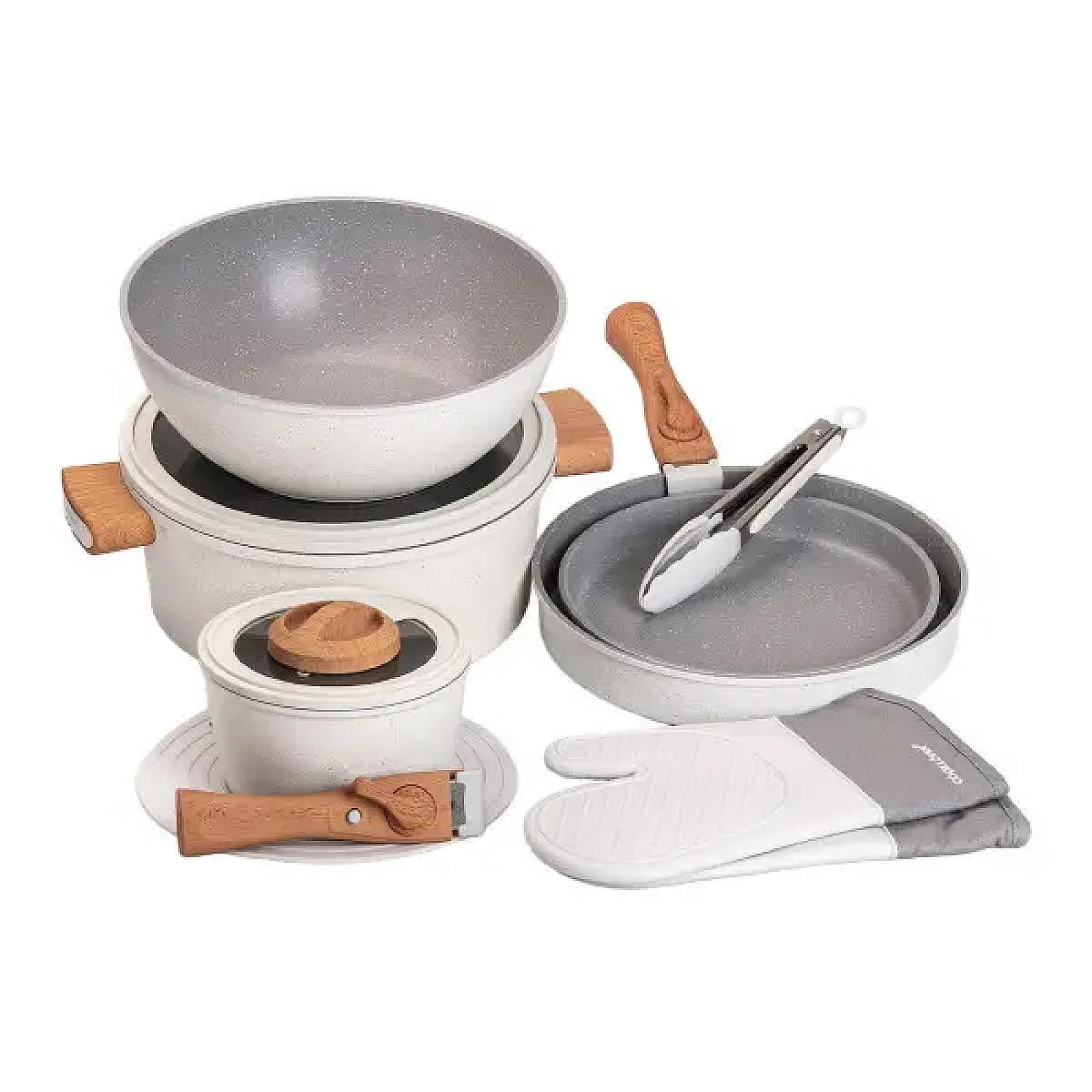 Набір посуду Elamina з антипригарним покриттям 11 предметів, білий