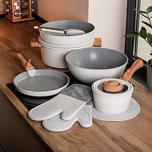 Набір посуду Elamina з антипригарним покриттям 11 предметів, білий