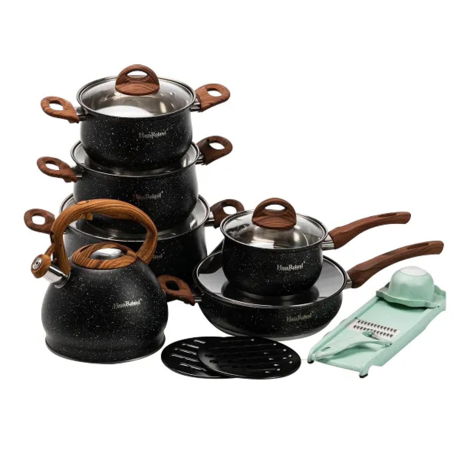 Набір посуду Haus Roland з антипригарним покриттям 10 предметів, чорний
