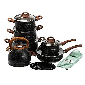 Набір посуду Haus Roland з антипригарним покриттям 10 предметів, чорний