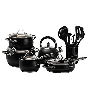Набір посуду Haus Roland з антипригарним покриттям 12 предметів, чорний