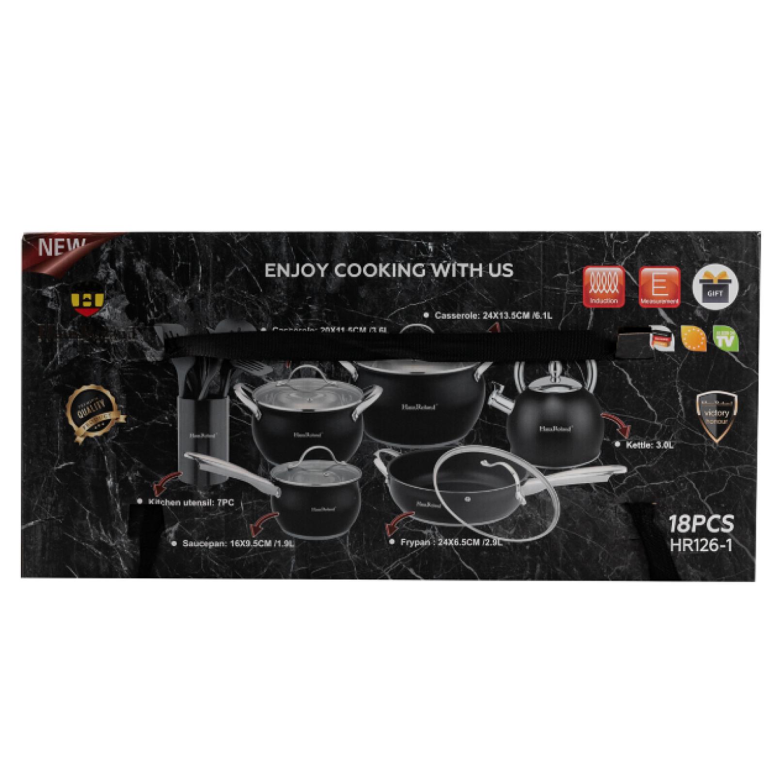 Набір посуду Haus Roland з антипригарним покриттям 12 предметів, чорний