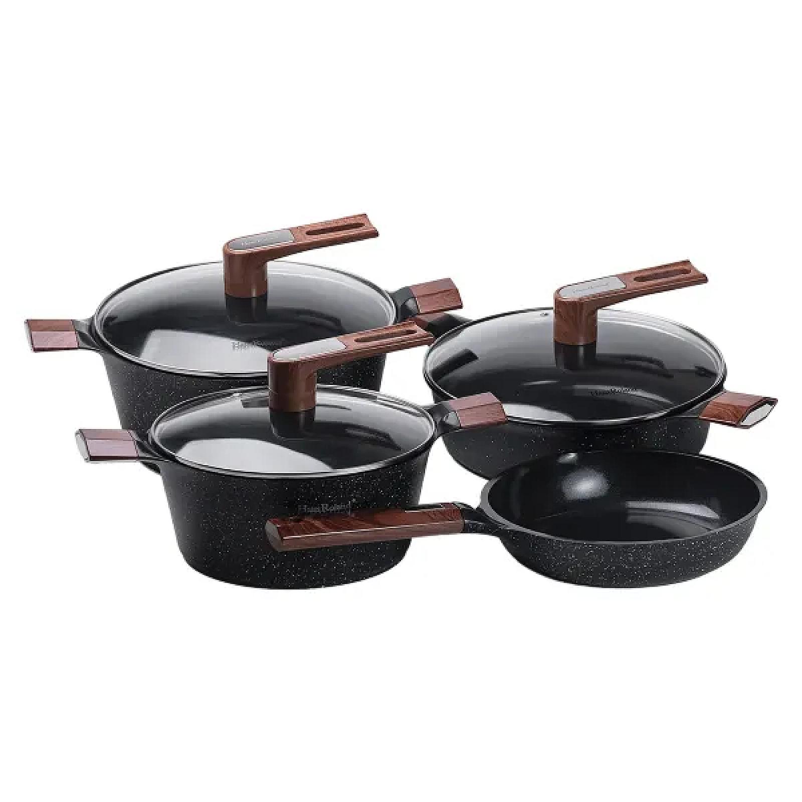 Набір посуду Haus Roland з антипригарним покриттям 4 предмети 7,7/5/4,9/2,5 л, чорний