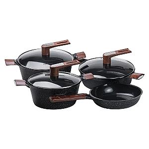 Набір посуду Haus Roland з антипригарним покриттям 4 предмети 7,7/5/4,9/2,5 л, чорний