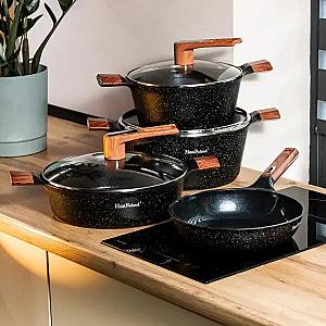 Набір посуду Haus Roland з антипригарним покриттям 4 предмети 7,7/5/4,9/2,5 л, чорний