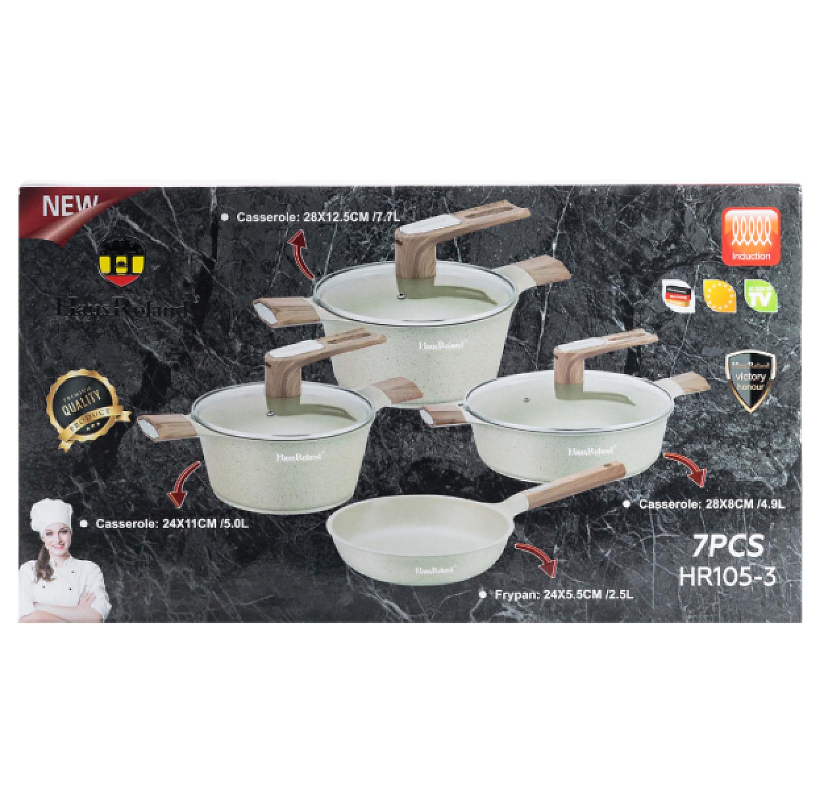 Набір посуду Haus Roland з антипригарним покриттям 4 предмети 7,7/5/4,9/2,5 л, чорний