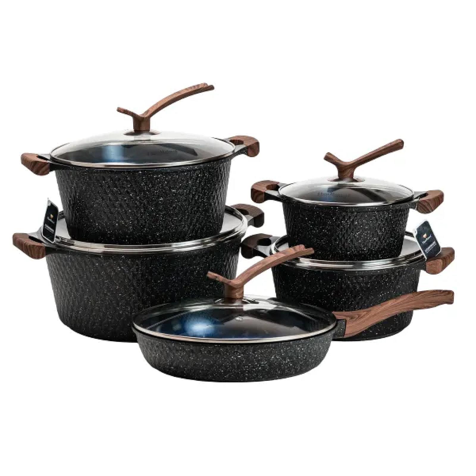 Набір посуду Haus Roland з антипригарним покриттям 5 предметів 12/8/5,4//4,3/3,1 л, чорний