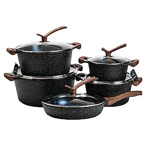 Набір посуду Haus Roland з антипригарним покриттям 5 предметів 12/8/5,4//4,3/3,1 л, чорний