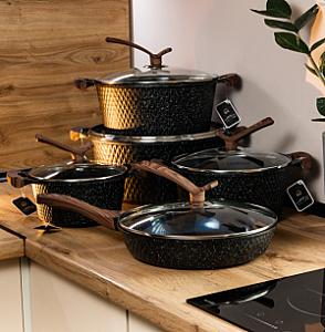 Набір посуду Haus Roland з антипригарним покриттям 5 предметів 12/8/5,4//4,3/3,1 л, чорний