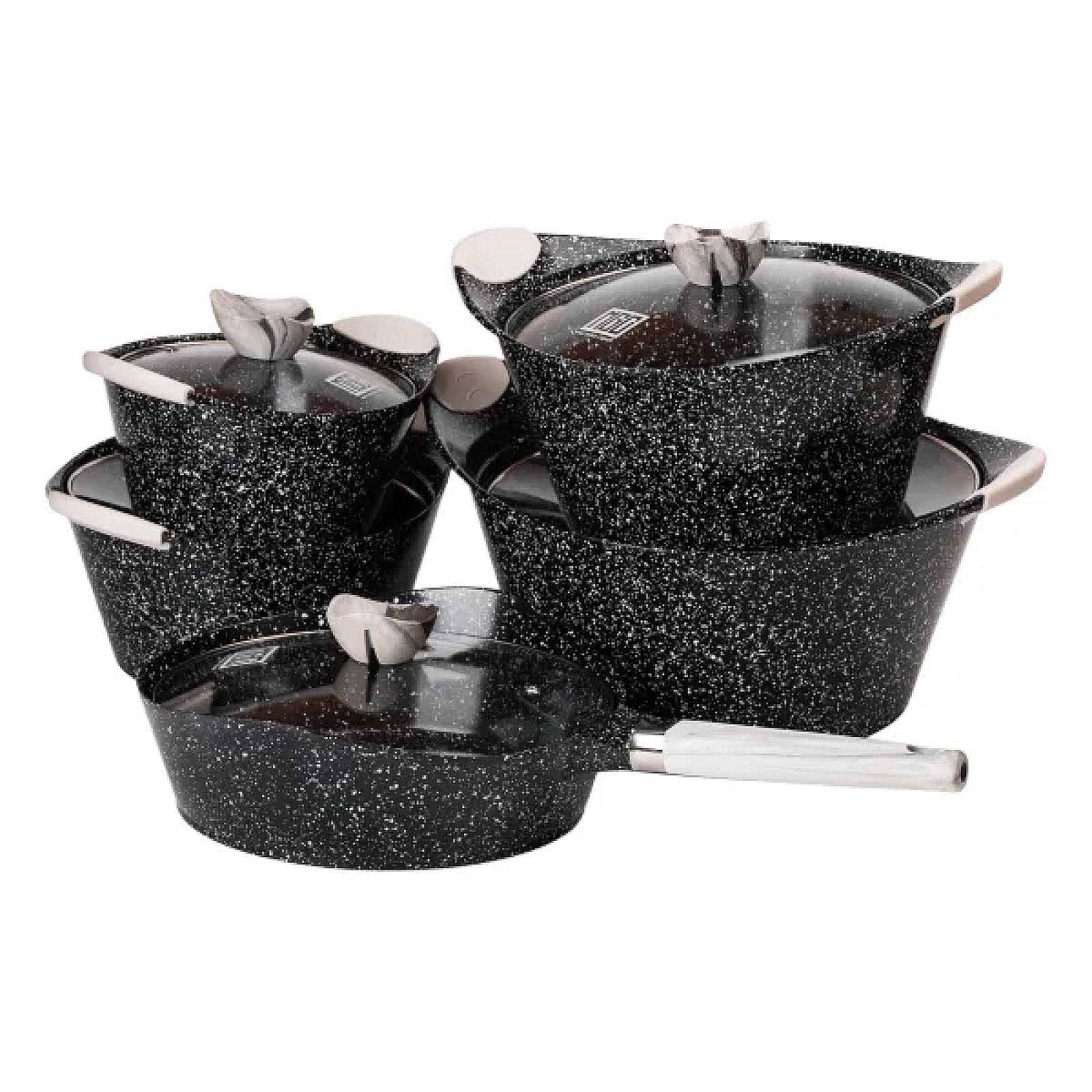 Набір посуду MGC 5 предметів з антипригарним покриттям 2,5/5/7/9 л, чорний