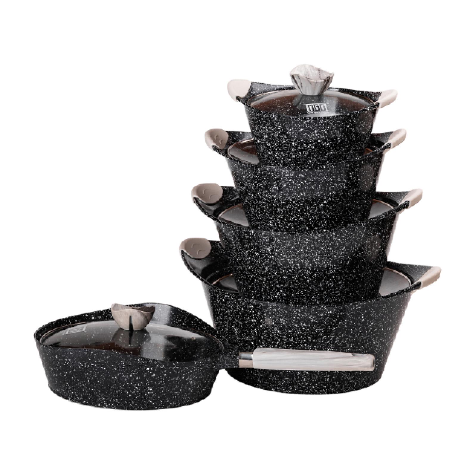 Набір посуду MGC 5 предметів з антипригарним покриттям 2,5/5/7/9 л, чорний