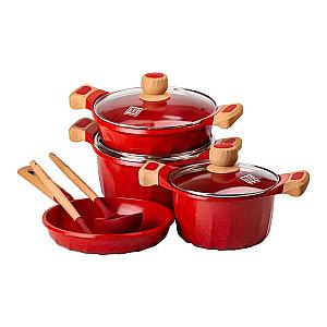 Набір посуду MGC 6 предметів з антипригарним покриттям 1,9/3/3,2/5,3 л, червоний