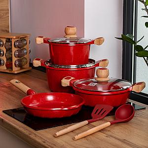 Набір посуду MGC 6 предметів з антипригарним покриттям 1,9/3/3,2/5,3 л, червоний
