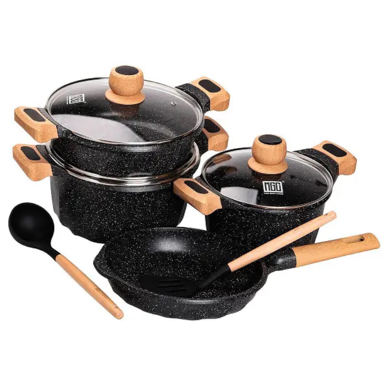 Набір посуду MGC 6 предметів з антипригарним покриттям 1,9/3/3,2/5,3 л, чорний