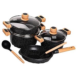 Набір посуду MGC 6 предметів з антипригарним покриттям 1,9/3/3,2/5,3 л, чорний