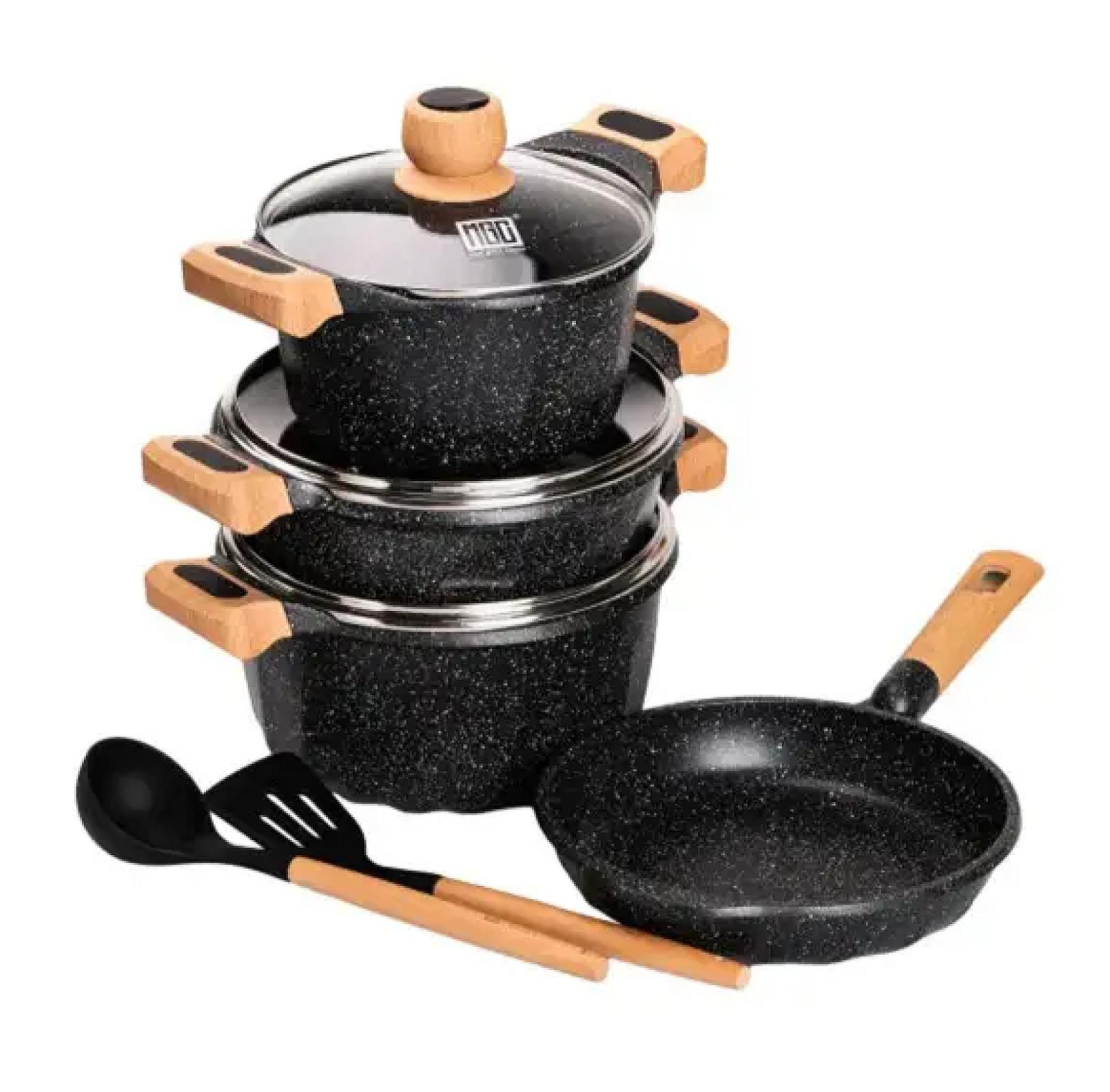 Набір посуду MGC 6 предметів з антипригарним покриттям 1,9/3/3,2/5,3 л, чорний