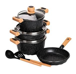 Набір посуду MGC 6 предметів з антипригарним покриттям 1,9/3/3,2/5,3 л, чорний