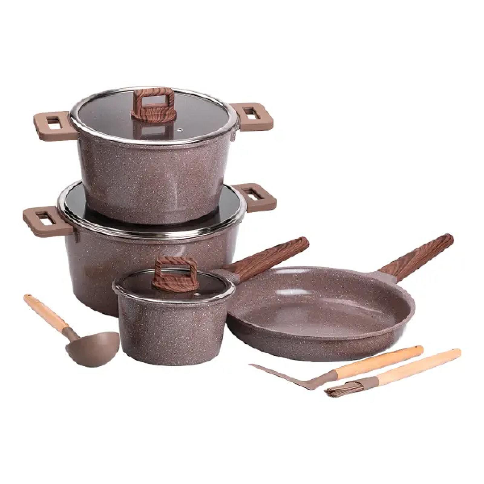 Набір посуду MGC 7 предметів з антипригарним покриттям 1,6/2/5,3/7 л, кавовий