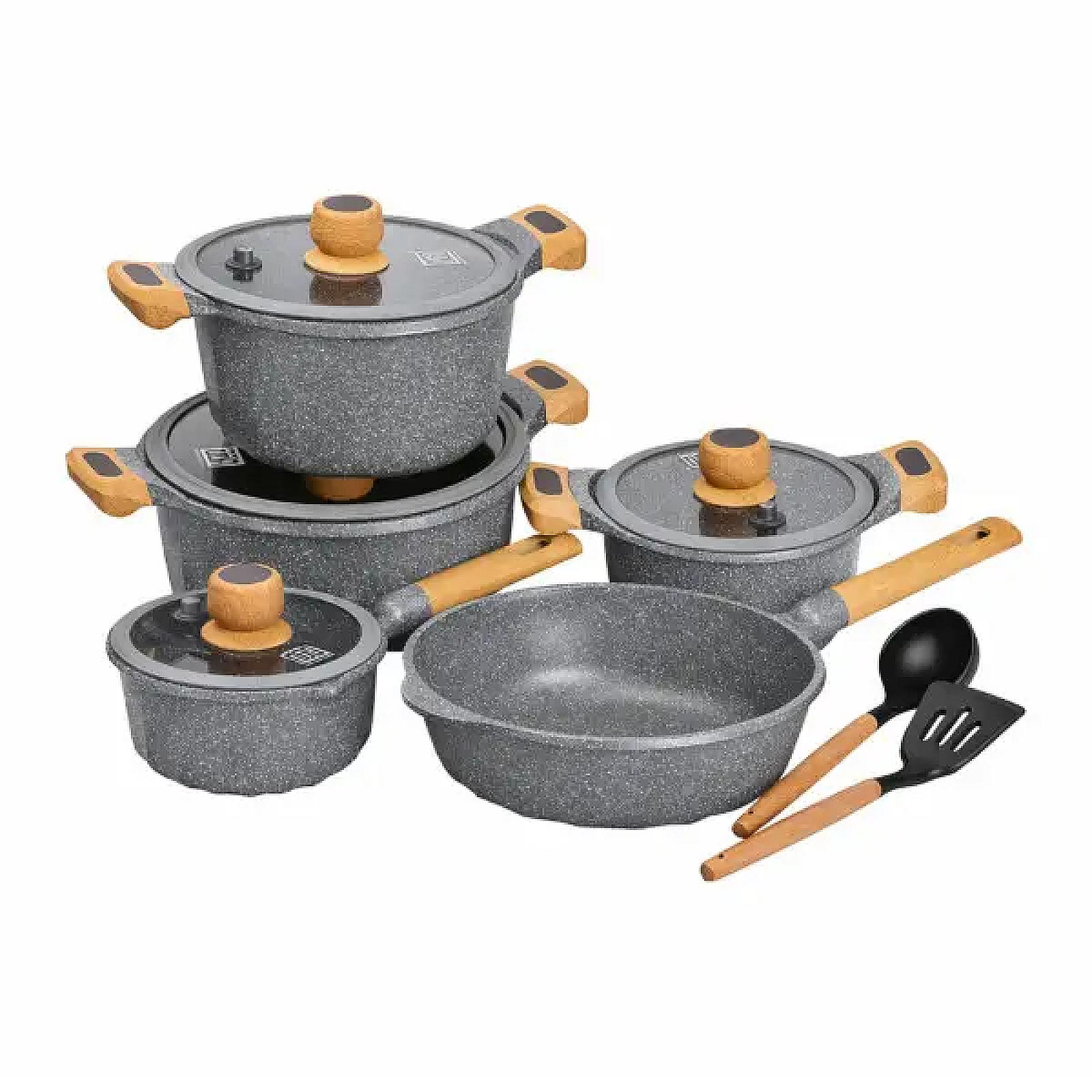 Набір посуду MGC 8 предметів з антипригарним покриттям 1,9/2/3/3,2/5,3 л, сірий