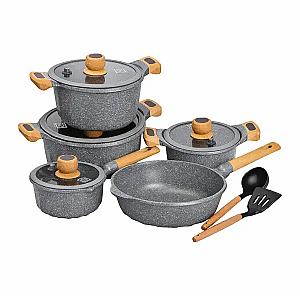 Набір посуду MGC 8 предметів з антипригарним покриттям 1,9/2/3/3,2/5,3 л, сірий