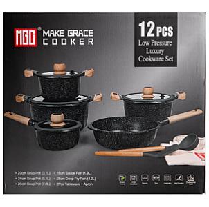 Набір посуду MGC 8 предметів з антипригарним покриттям 1,9/2/3/3,2/5,3 л, сірий