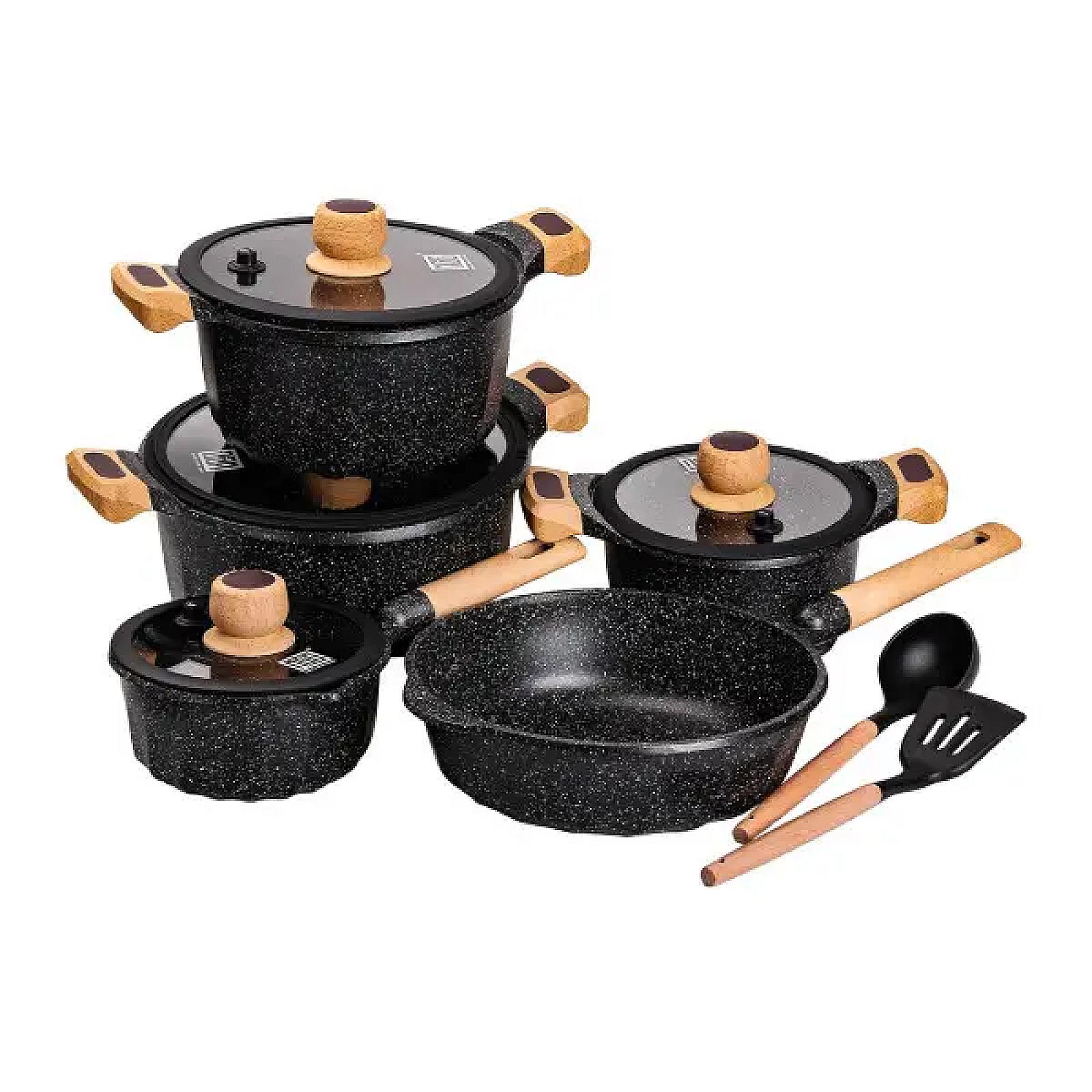 Набір посуду MGC 8 предметів з антипригарним покриттям 1,9/2/3/3,2/5,3 л, чорний