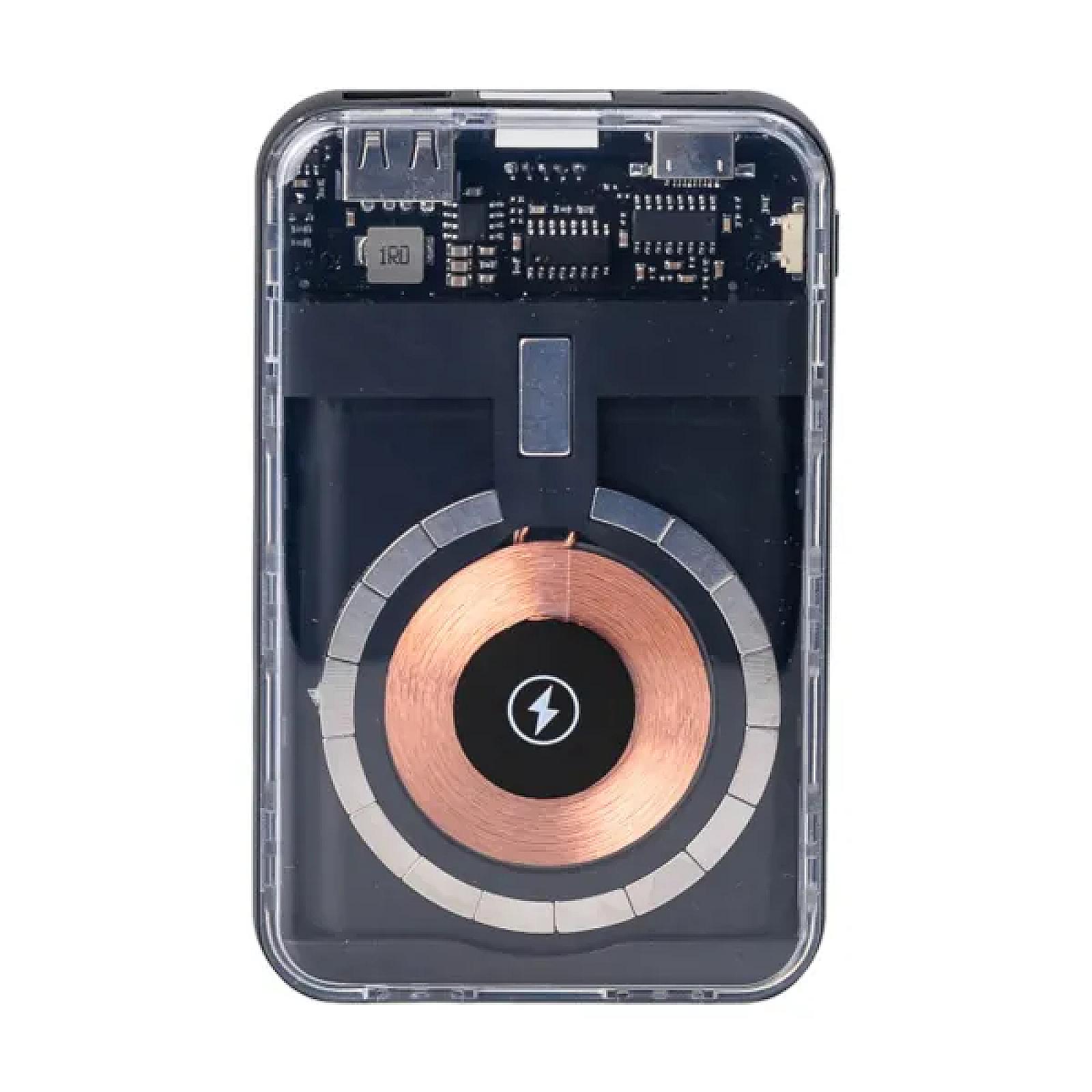 Повербанк 10000 mAh з бездротовою зарядкою USB-С/USB-A/microUSB/Apple Lightning 3 шнури в комплекті