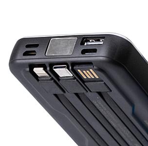 Повербанк 10000 mAh з бездротовою зарядкою USB-С/USB-A/microUSB/Apple Lightning 3 шнури в комплекті