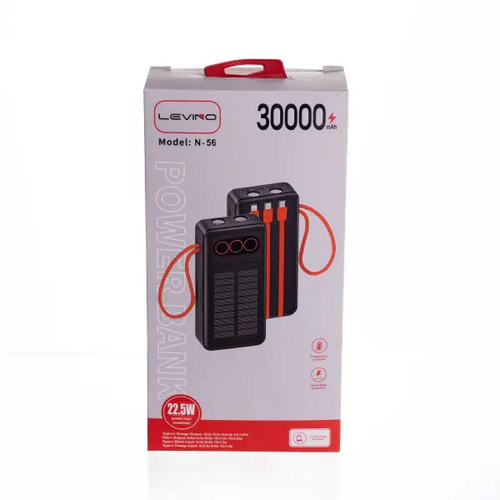 Повербанк LEVINO 30000 mah USB-C/USB-A 3 шнури в комплекті