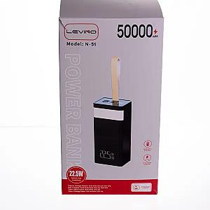 Повербанк LEVINO 50000 mah з ліхтариком USB-C/USB-A/MicroUSB