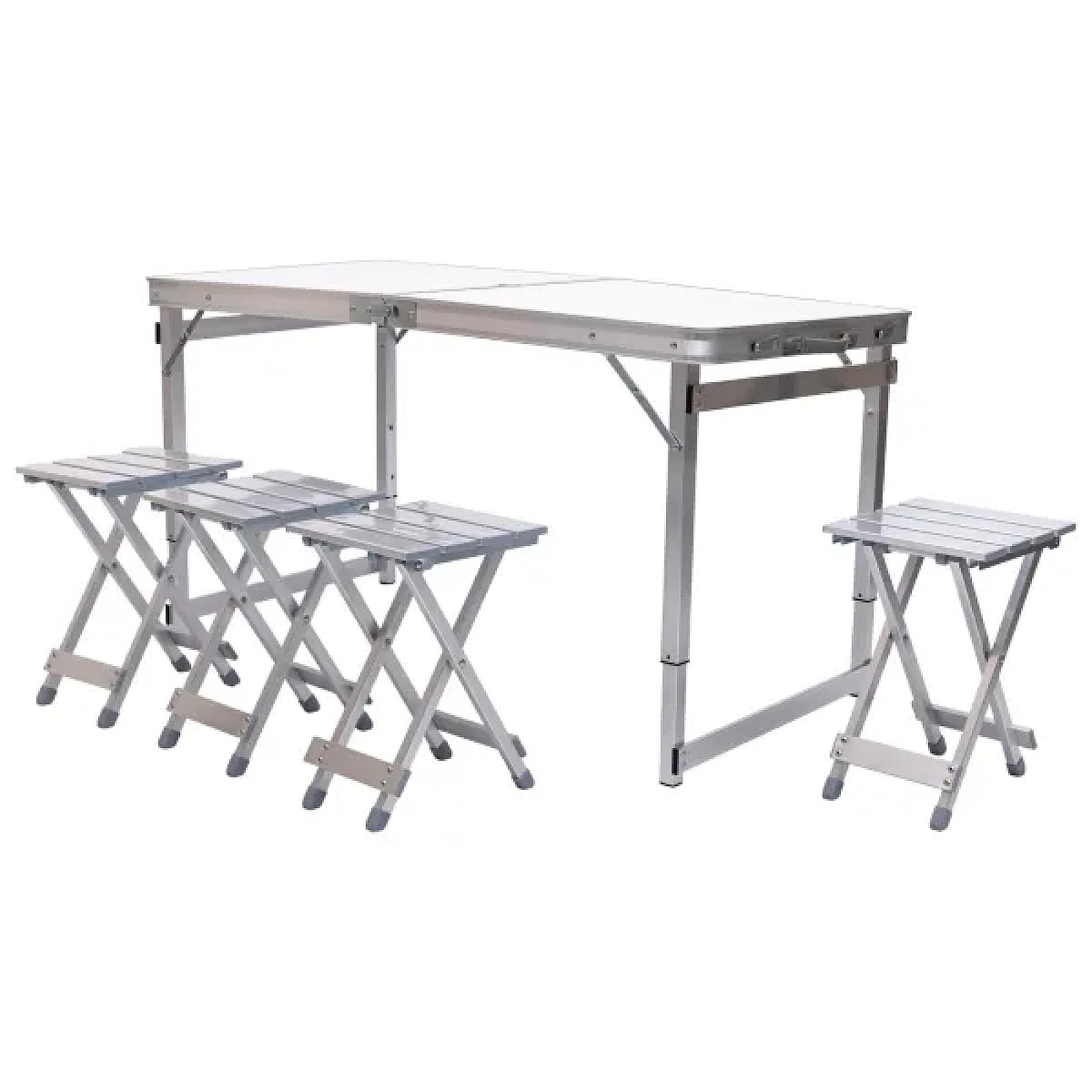 Набір меблів для пікніка посилений стіл та 4 стільці 120*60*75/65/55 см, білий