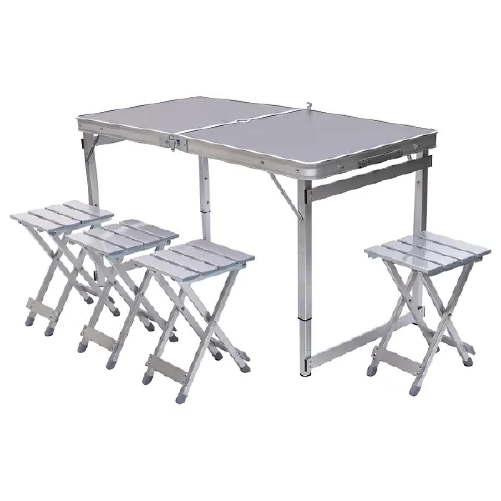 Набір меблів для пікніка посилений стіл та 4 стільці 120*60*75/65/55 см, сірий