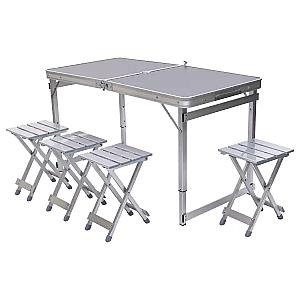 Набір меблів для пікніка посилений стіл та 4 стільці 120*60*75/65/55 см, сірий