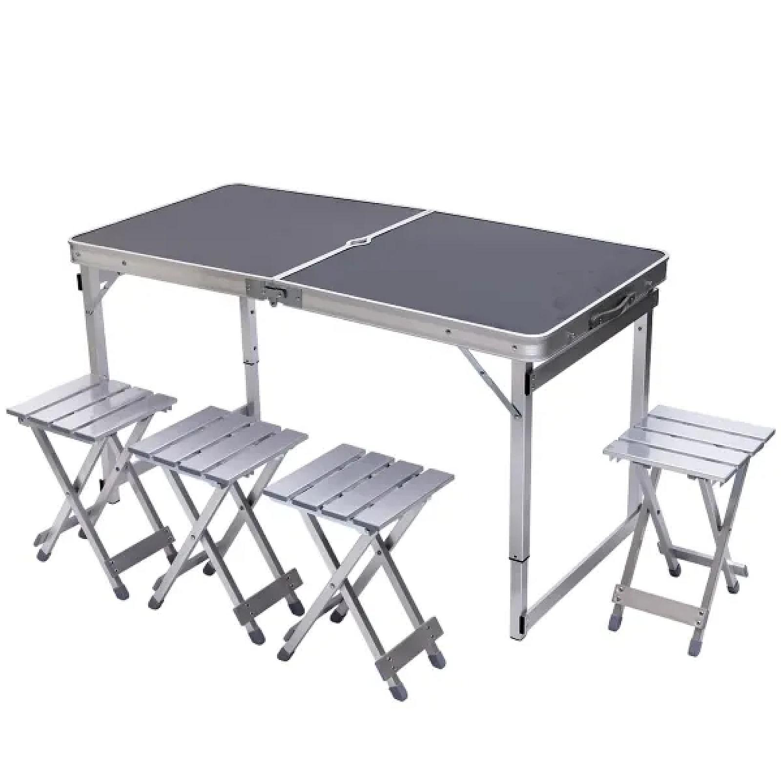 Набір меблів для пікніка посилений стіл та 4 стільці 120*60*75/65/55 см, чорний