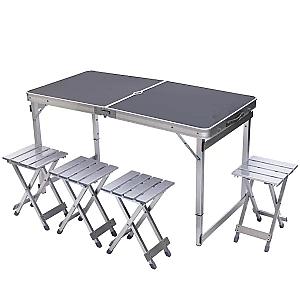 Набір меблів для пікніка посилений стіл та 4 стільці 120*60*75/65/55 см, чорний
