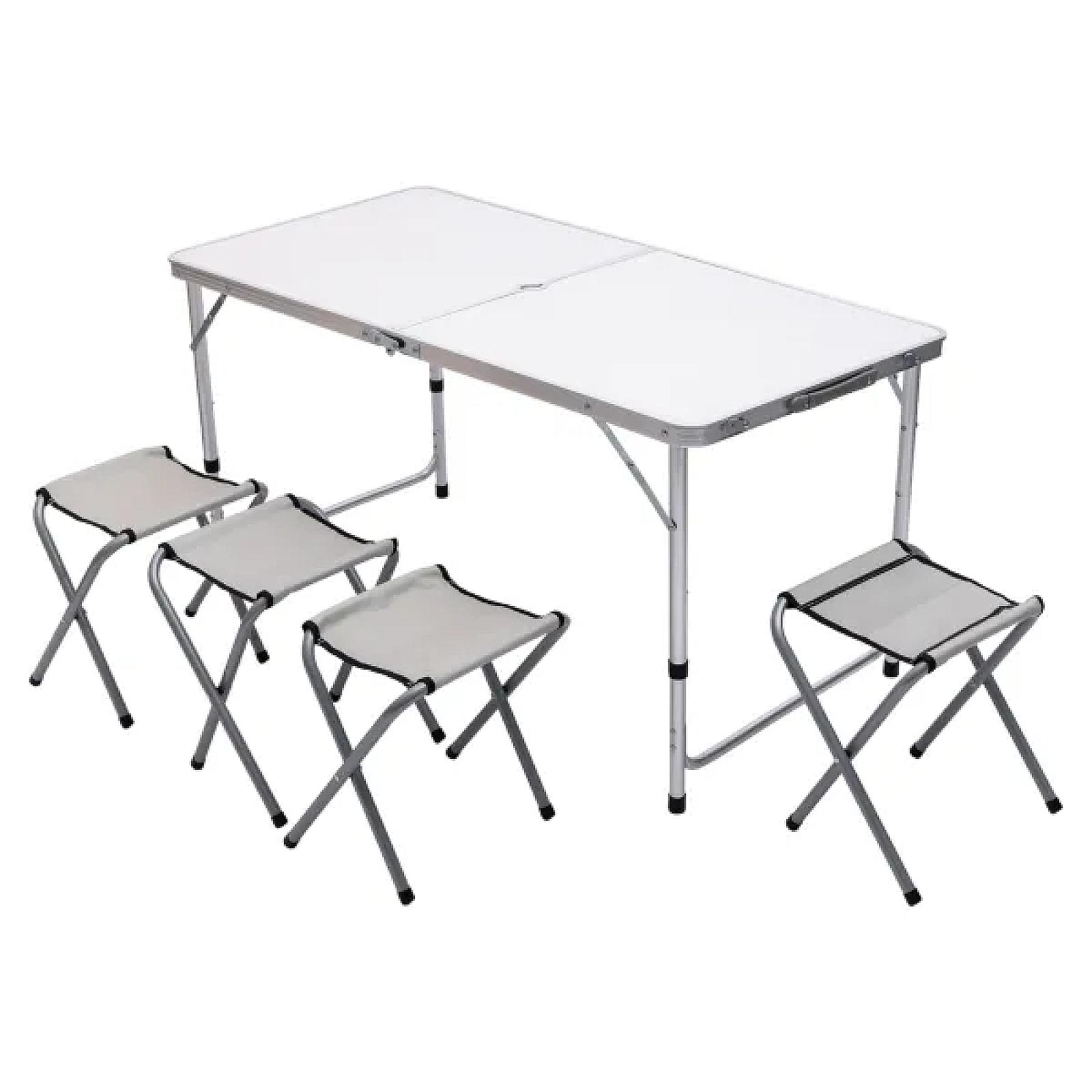 Стіл для пікніка розкладний зі стільцями 120*60*70/61/54 см, білий